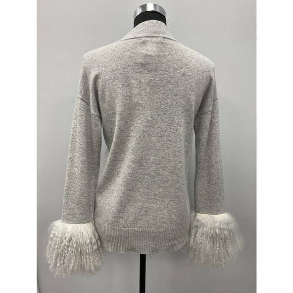 NEW INCASHMERE cashmere sweater with mongolian lamb cuffs in light grey - Picture 2 of 4